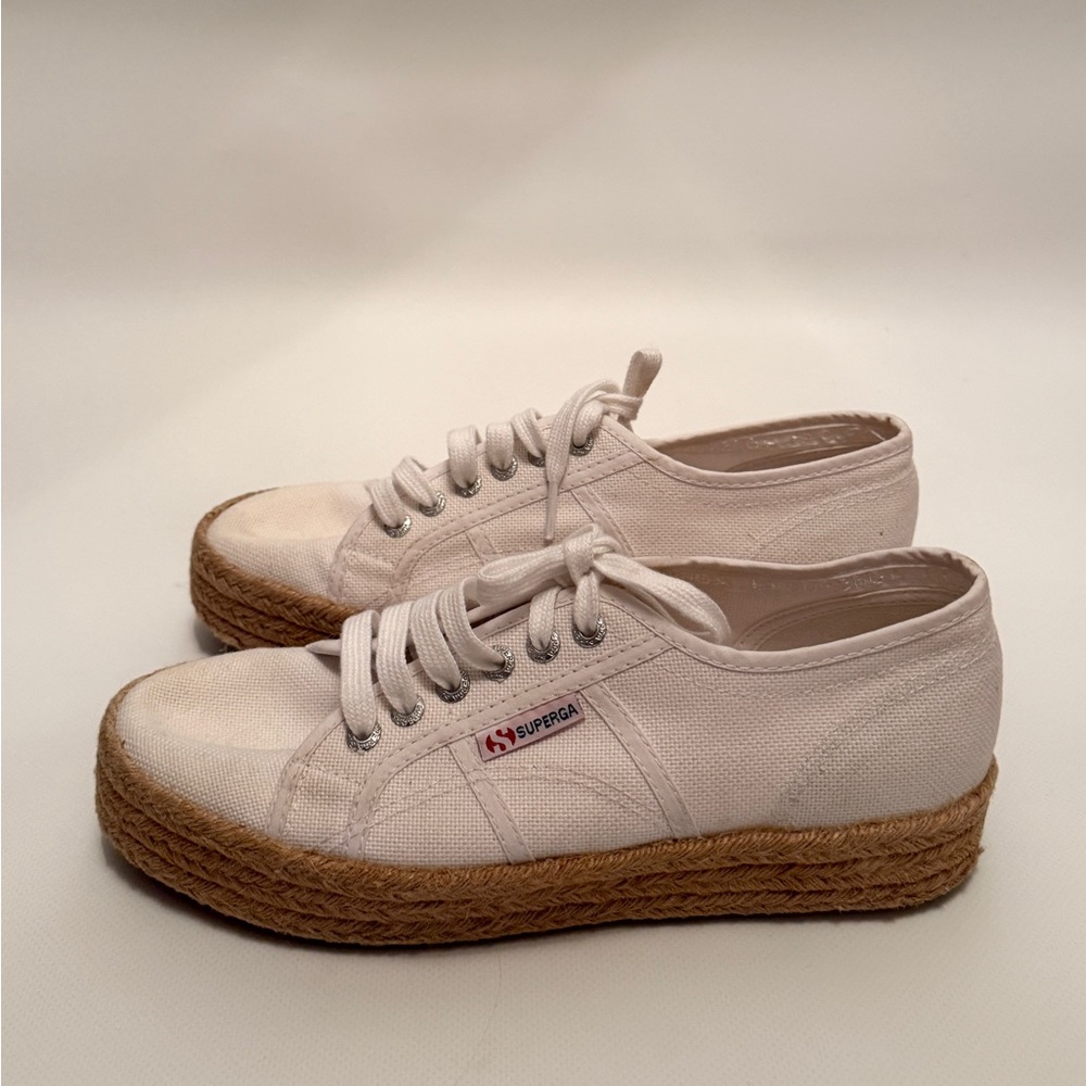 Superga Women's Cream Canvas Espadrille Shoes